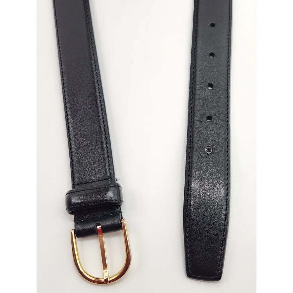 Maus & Hoffman Size 40 Black Leather Dress Belt Made In Italy